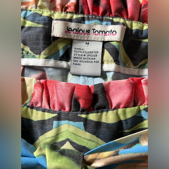 JEALOUS TOMATO Tropical  print wide‎ leg Capri pants size M. - Picture 7 of 11